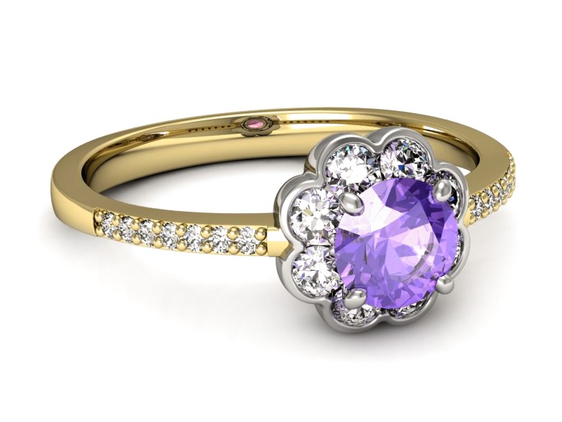 Pierścionek z tanzanitem i brylantami - p16206zbt — zdjęcie 2