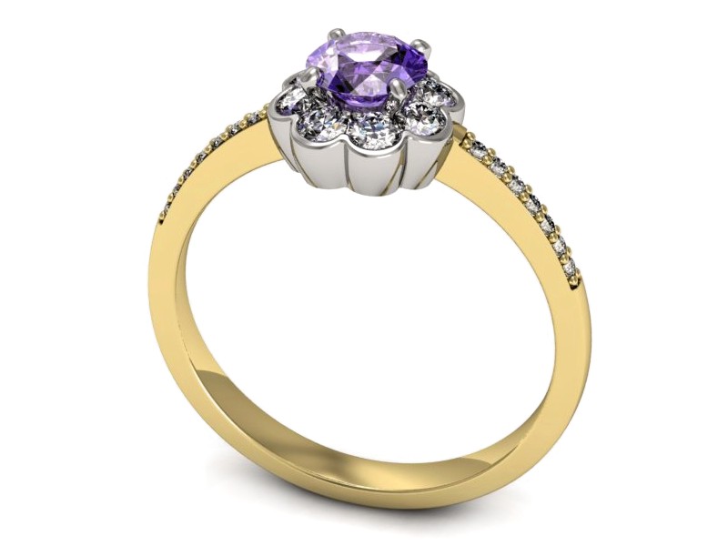 Pierścionek z tanzanitem i brylantami - p16206zbt — zdjęcie 3