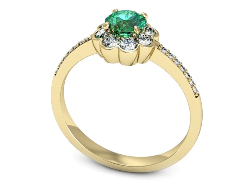 Złoty pierścionek ze szmaragdem i diamentami - p16206zsm — zdjęcie 3