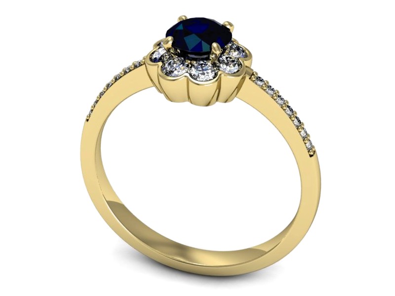 Złoty pierścionek z szafirem i diamentami - p16206zsz — zdjęcie 3
