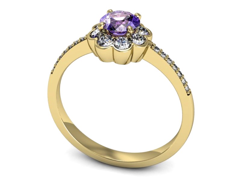 Pierścionek z tanzanitem i brylantami żółte złoto - p16206zt — zdjęcie 3