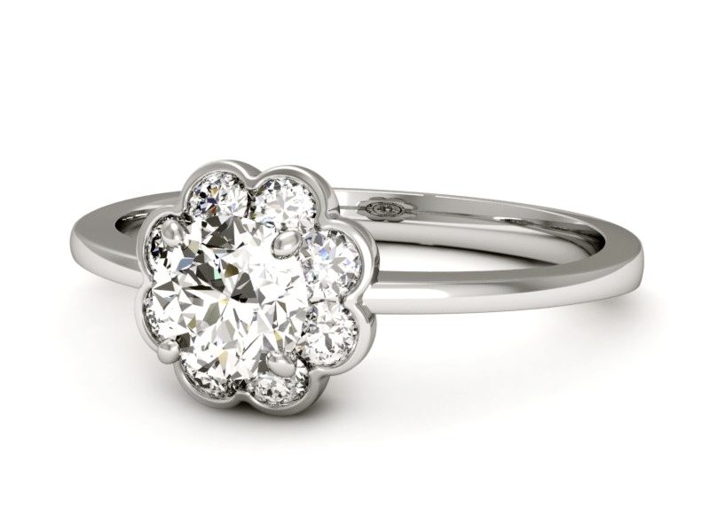 Złoty pierścionek z brylantami białe złoto - p16207b — zdjęcie 2