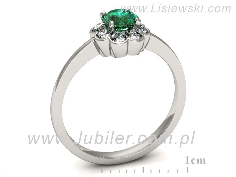 Złoty pierścionek ze szmaragdem i brylantami - p16207bsm — zdjęcie 3