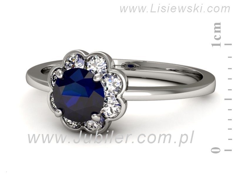 Pierścionek z szafirem i brylantami białe złoto - p16207bsz — zdjęcie 2