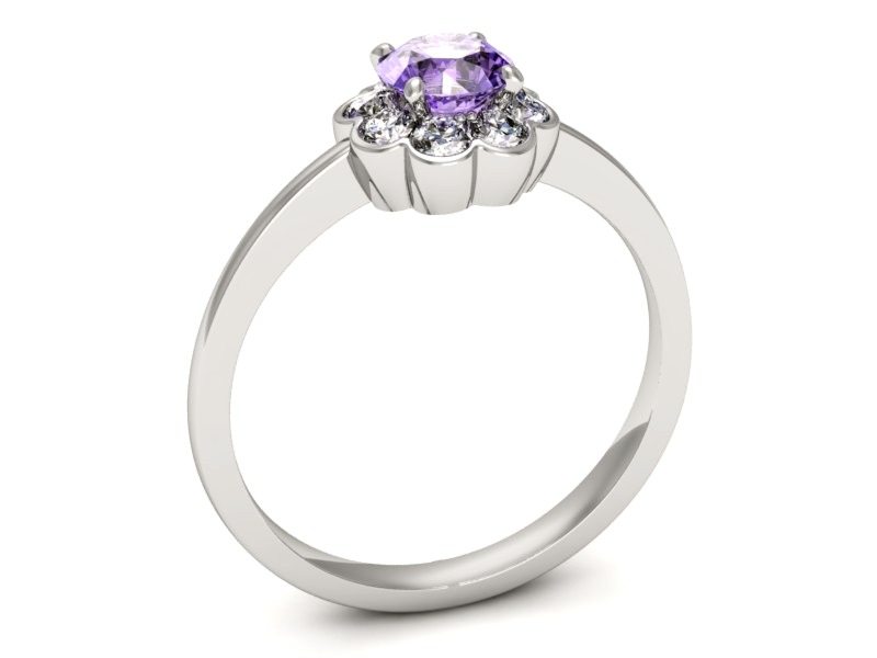 Pierścionek z tanzanitem białe złoto z brylantami - p16207bt — zdjęcie 3