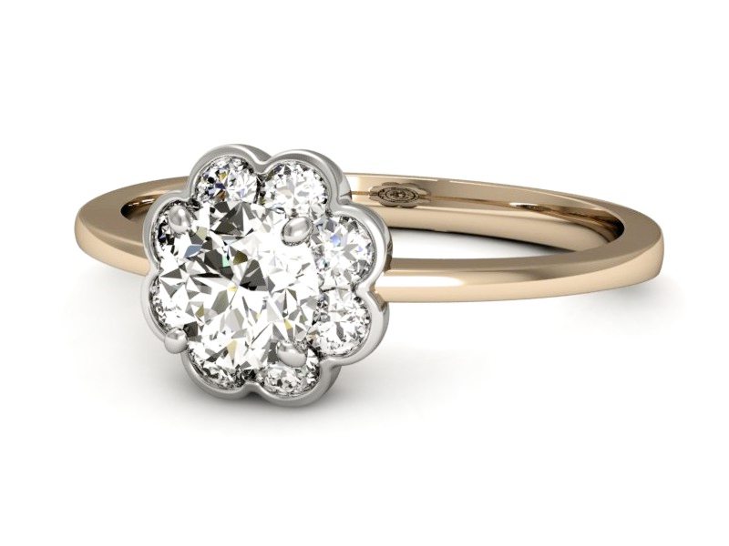 Pierścionek z brylantami białe różowe złoto - p16207cb — zdjęcie 2