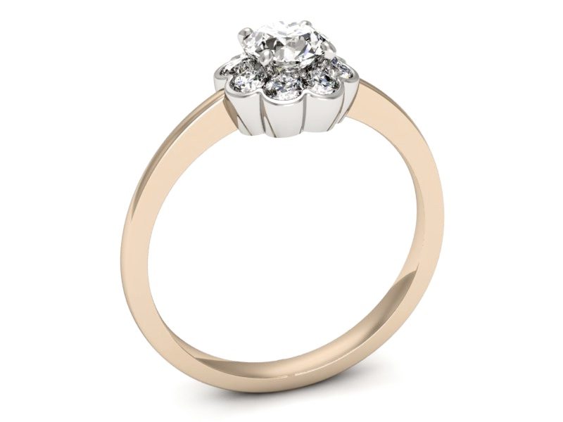 Pierścionek z brylantami białe różowe złoto - p16207cb — zdjęcie 3