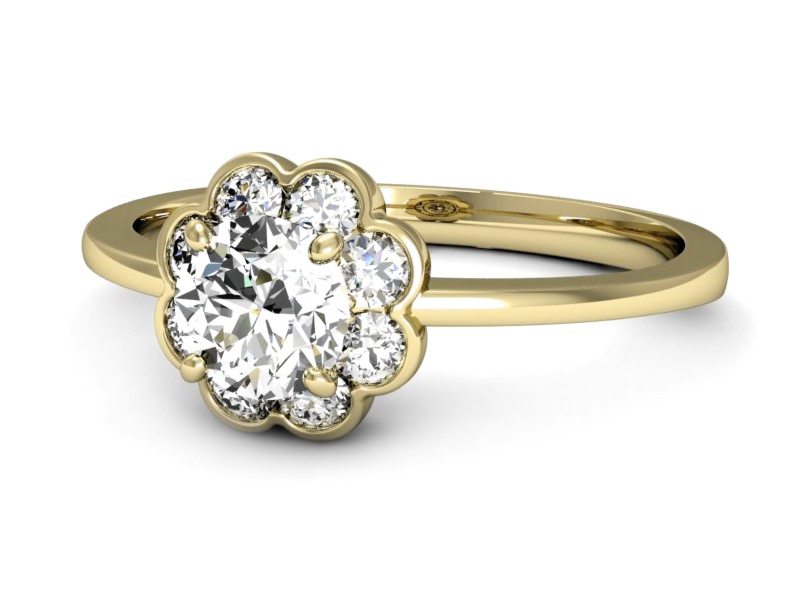 Złoty pierścionek z brylantami żółte złoto - p16207z — zdjęcie 2