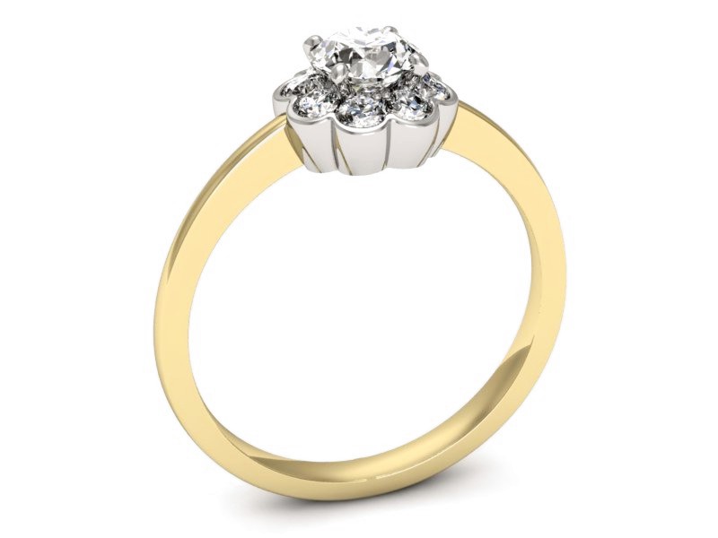 Pierścionek z diamentami żółte i białe złoto - p16207zb — zdjęcie 3