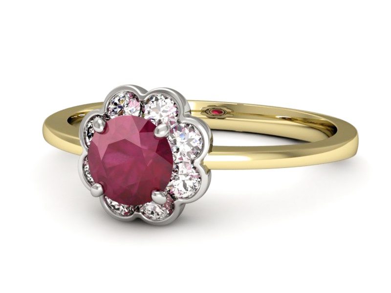 Pierścionek z rubinem i diamentami - p16207zbr — zdjęcie 2