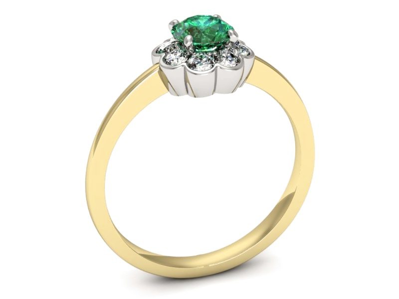Złoty pierścionek ze szmaragdem i diamentami - p16207zbsm — zdjęcie 3