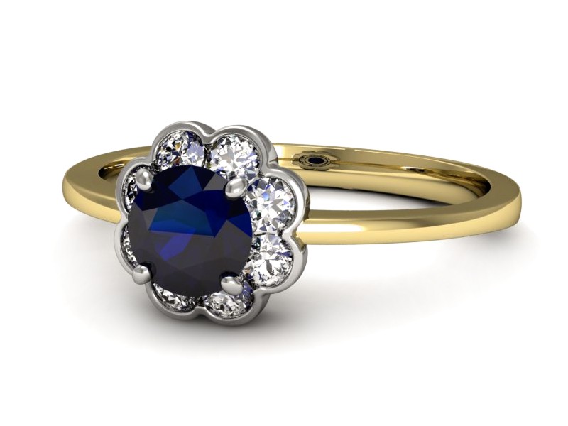 Pierścionek z szafirami i diamentami - p16207zbsz — zdjęcie 2