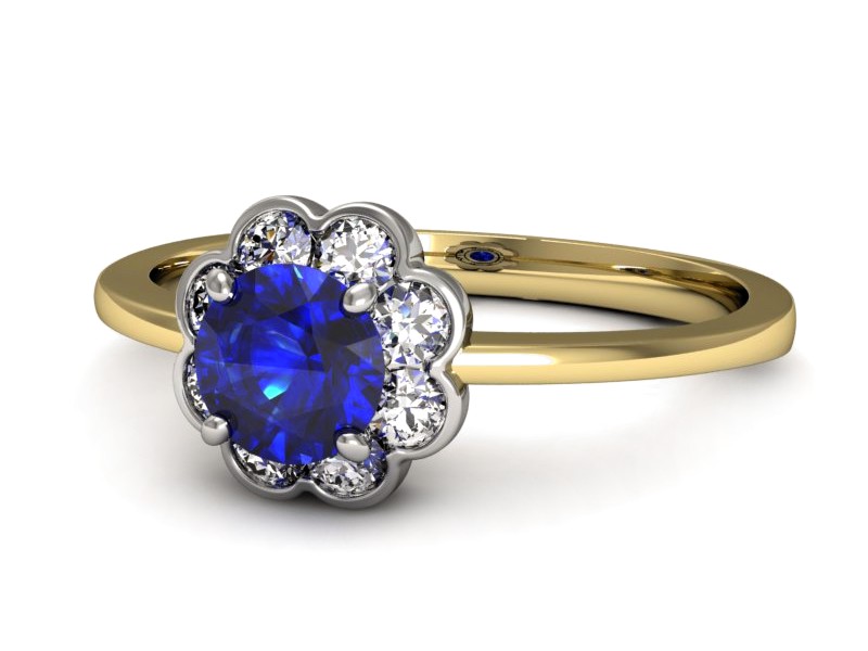 Pierścionek z szafirem i diamentami - p16207zbszc — zdjęcie 2