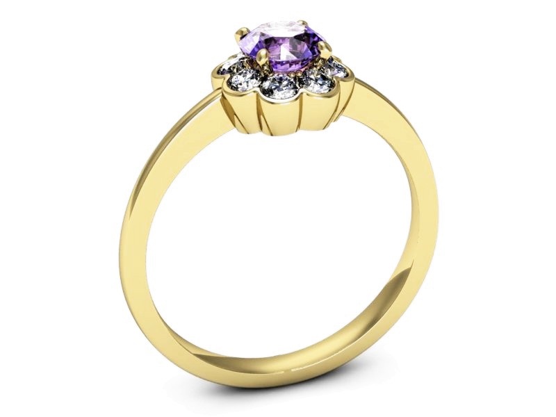 Pierścionek z tanzanitem i brylantami żółte złoto - p16207zt — zdjęcie 3