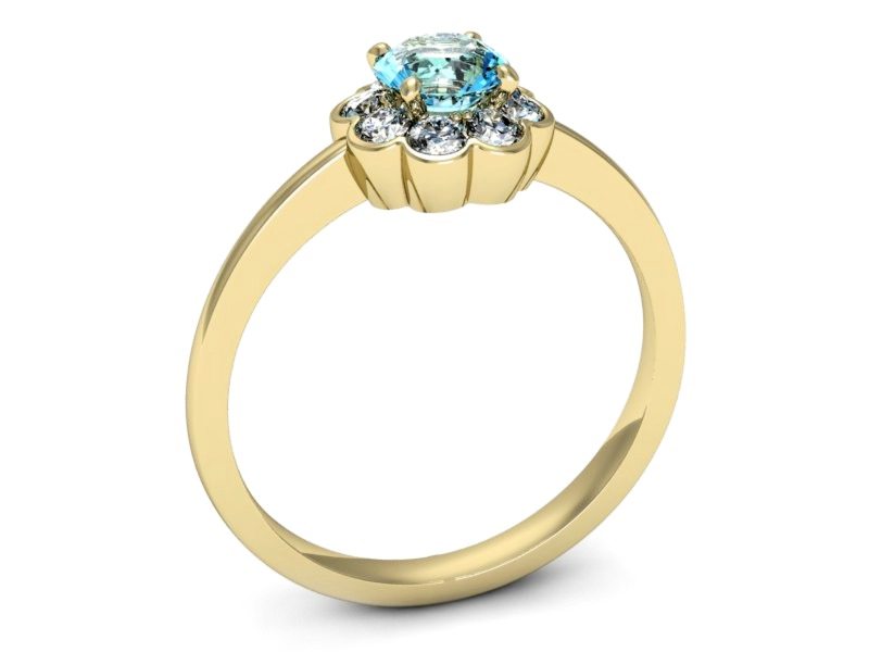 Pierścionek z topazem i brylantami żółte złoto - p16207ztp — zdjęcie 3