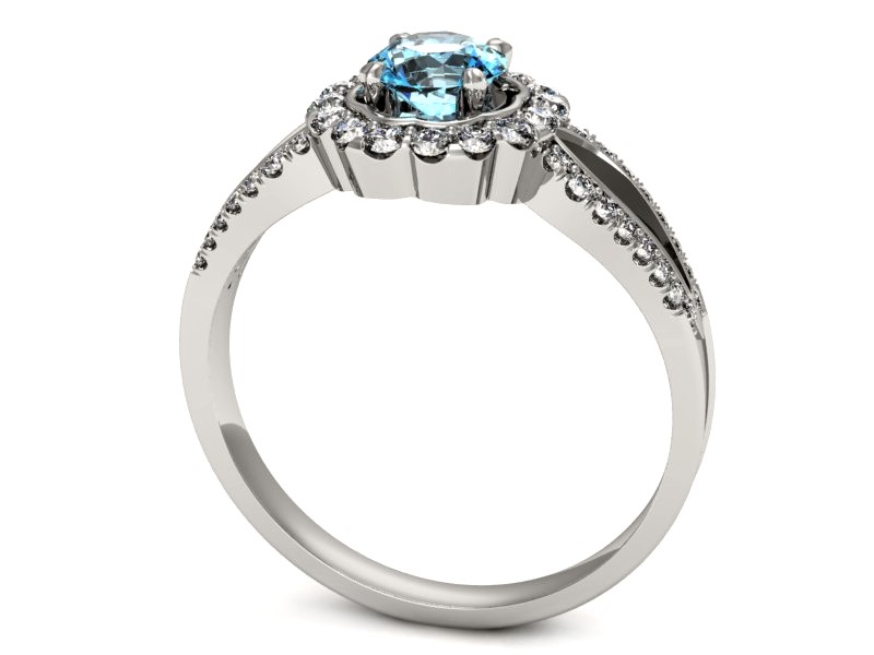 Złoty pierścionek z topazem i brylantami - p16208ba — zdjęcie 3