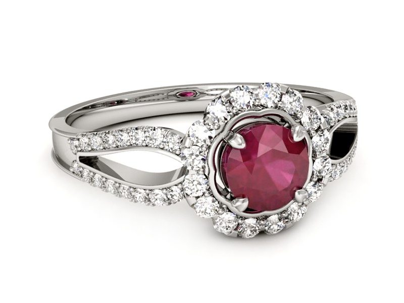 Pierścionek z rubinem i brylantami białe złoto - p16208br — zdjęcie 2