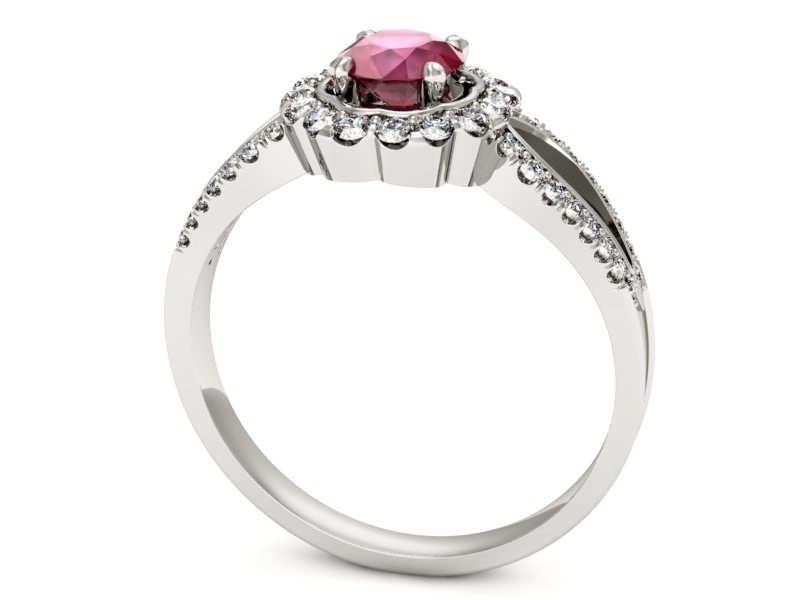 Pierścionek z rubinem i brylantami białe złoto - p16208br — zdjęcie 3