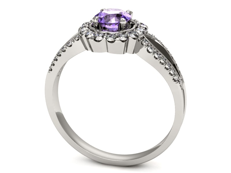 Pierścionek z tanzanitem białe złoto i brylantami - p16208bt — zdjęcie 3