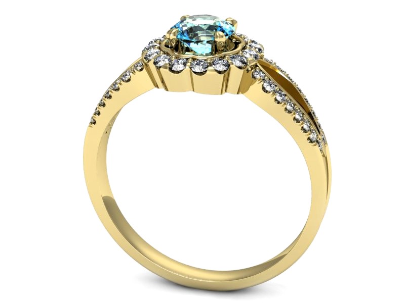 Złoty pierścionek z topazem i brylantami - p16208za — zdjęcie 3