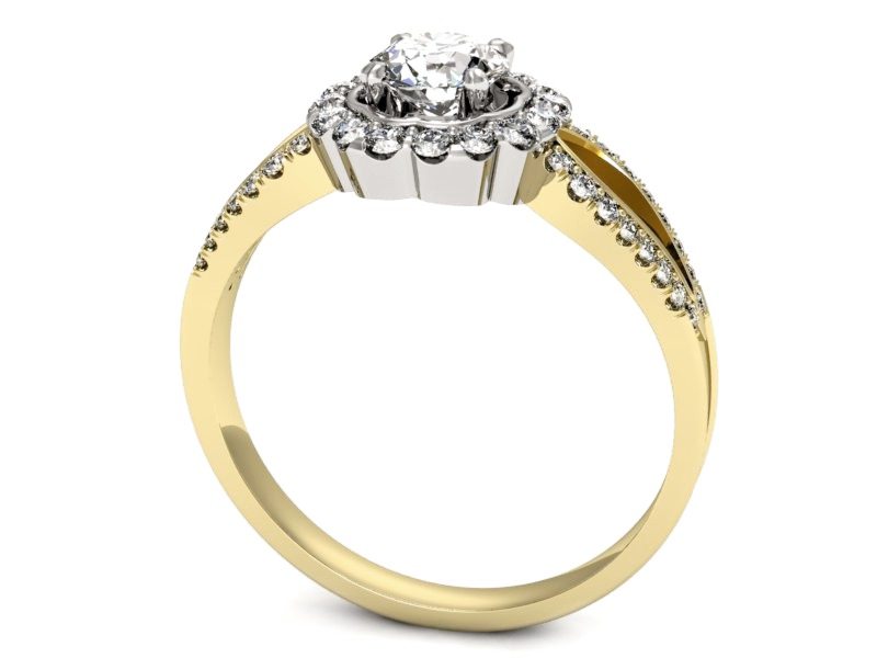 Pierścionek z diamentami żółte i białe złoto - p16208zb — zdjęcie 3