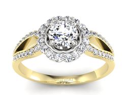 Pierścionek z diamentami żółte i białe złoto - p16208zb