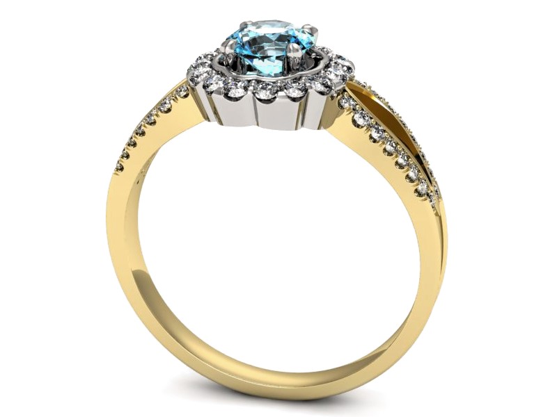 Pierścionek z topazem i brylantami - p16208zba — zdjęcie 3
