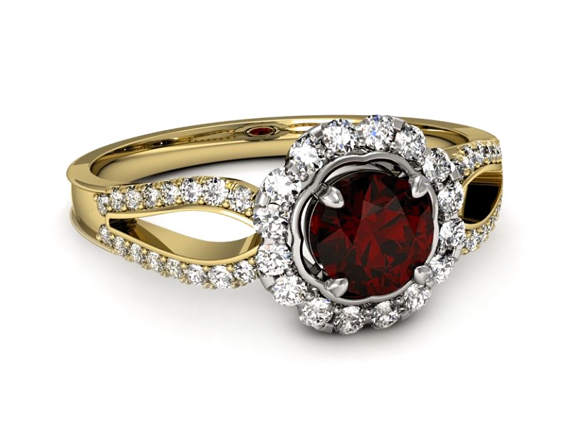 Pierścionek z granatem i brylantami - p16208zbgr — zdjęcie 2