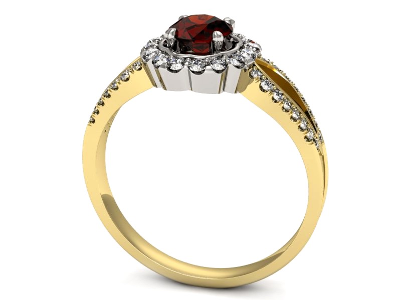 Pierścionek z granatem i brylantami - p16208zbgr — zdjęcie 3