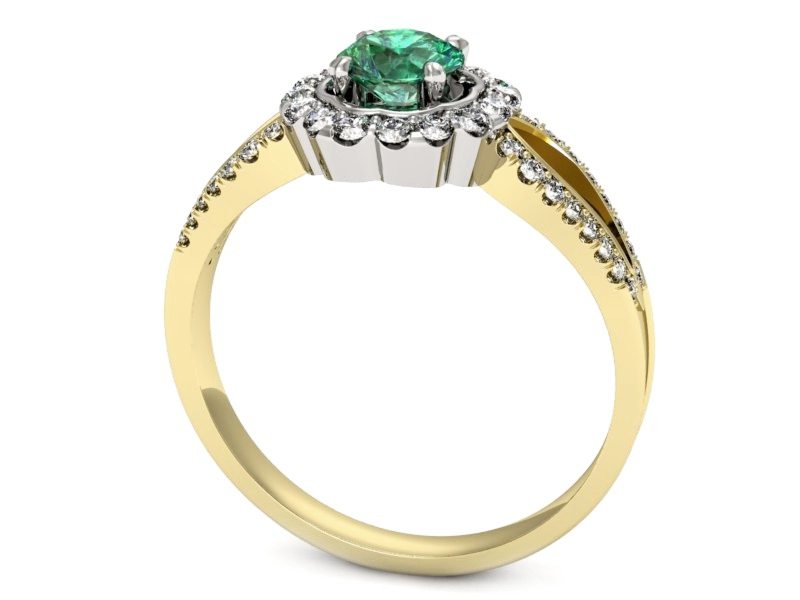 Złoty pierścionek ze szmaragdem i diamentami - p16208zbsm — zdjęcie 3