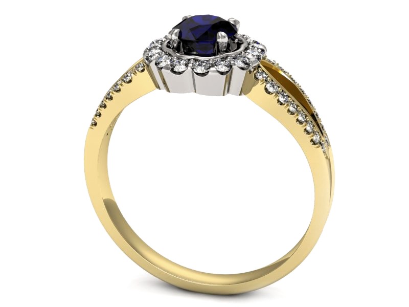 Złoty pierścionek ze spinelem i diamentami - p16208zbsp — zdjęcie 3