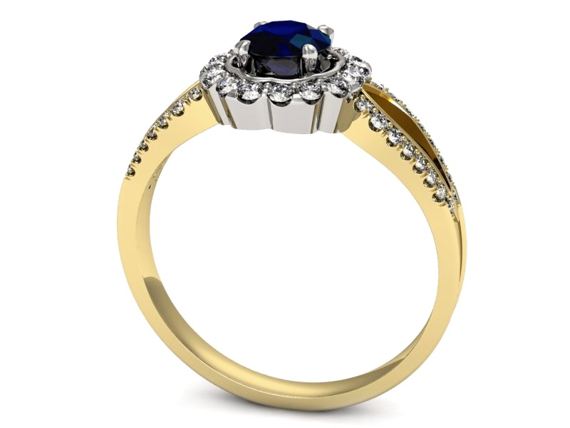 Złoty pierścionek z szafirem i brylantami - p16208zbsz — zdjęcie 3