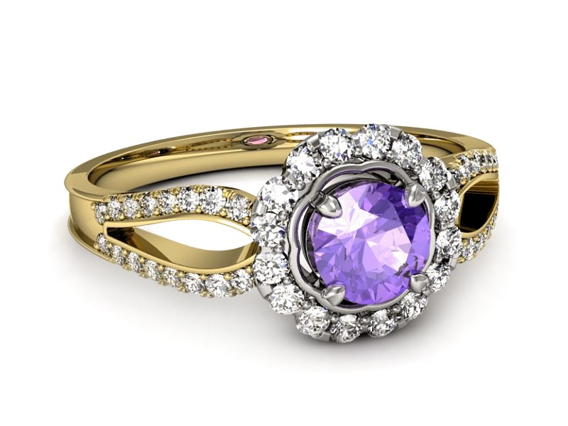 Pierścionek z tanzanitem i brylantami - p16208zbt — zdjęcie 2