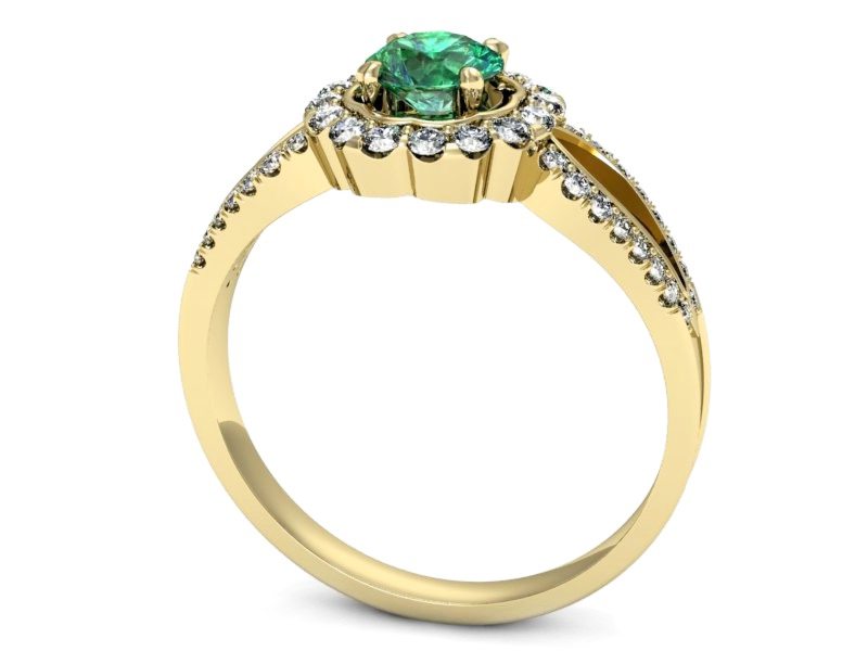 Złoty pierścionek ze szmaragdem i brylantami - p16208zsm — zdjęcie 3