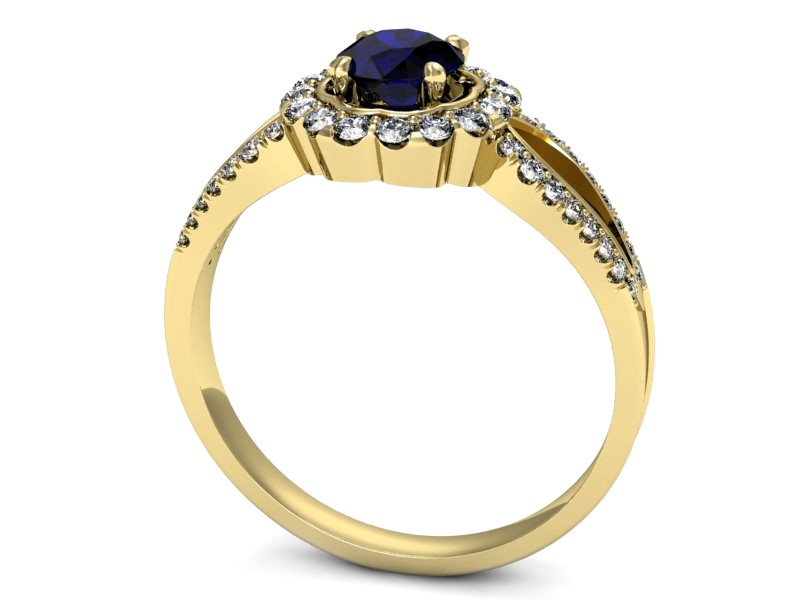 Pierścionek ze spinelem i diamentami żółte złoto - p16208zsp — zdjęcie 3