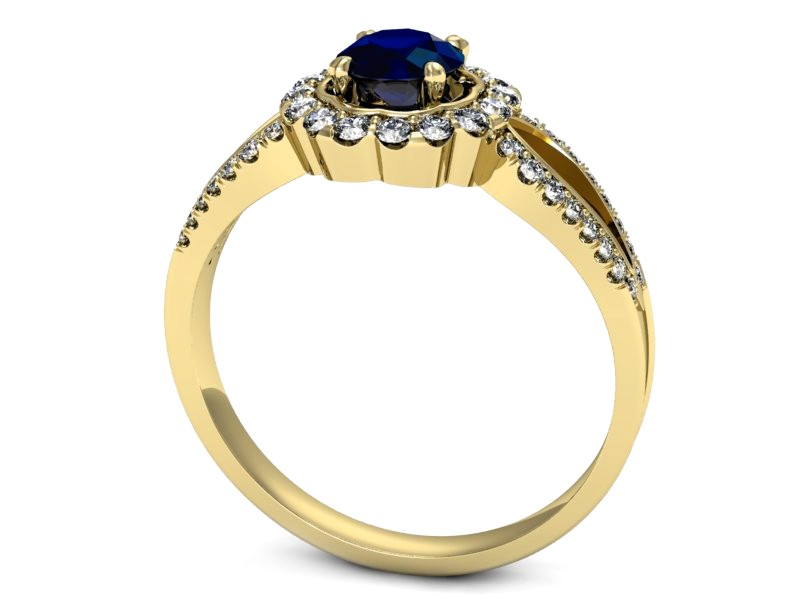 Złoty pierścionek z szafirem i brylantami - p16208zsz — zdjęcie 3