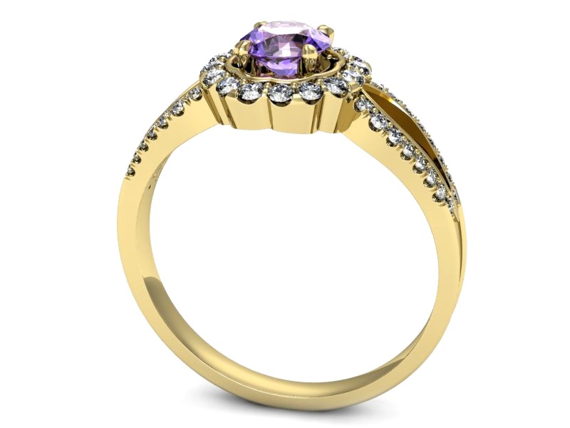 Pierścionek z tanzanitem i brylantami żółte złoto - p16208zt — zdjęcie 3