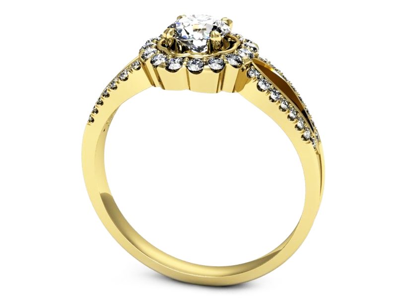 Złoty pierścionek z brylantami żółte złoto - p16208zVs — zdjęcie 3