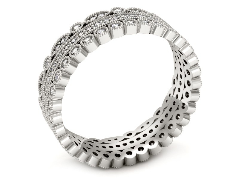 Pierścionek obrączka z brylantami białe złoto - p16209b — zdjęcie 3