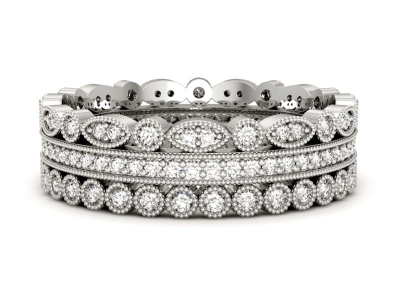 Pierścionek obrączka z brylantami białe złoto - p16209b — zdjęcie 2