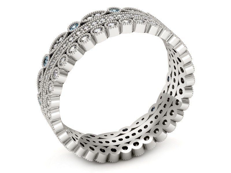 Obrączka z brylantami białe złoto i topazami - p16209ba — zdjęcie 3