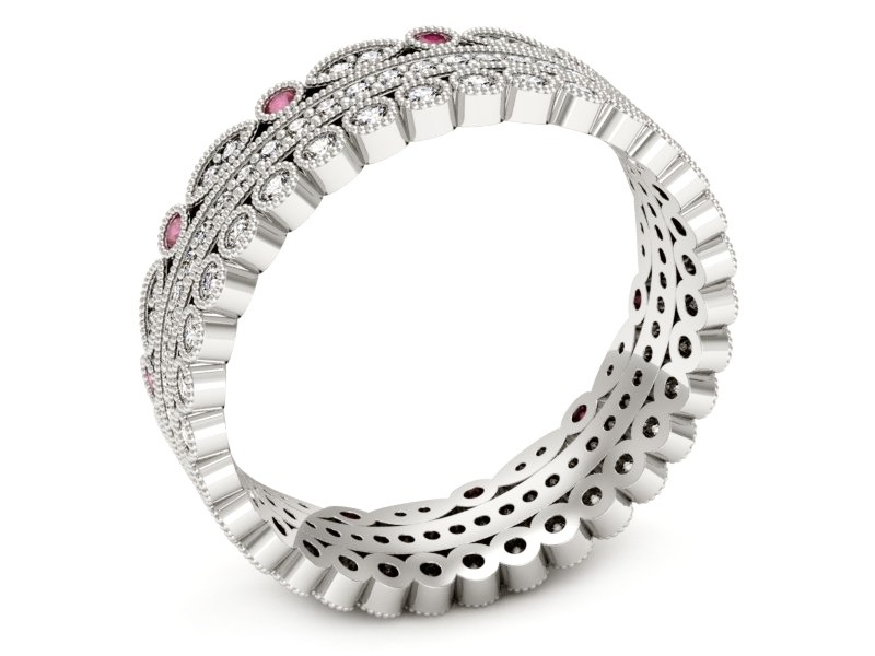 Obrączka z brylantami białe złoto i rubinami - p16209br — zdjęcie 3