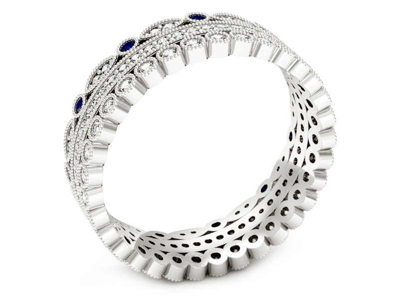 Obrączka z brylantami białe złoto i szafirami - p16209bsz — zdjęcie 3