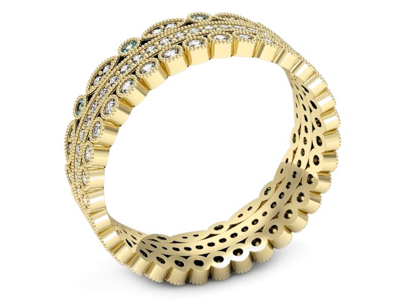 Obrączka z brylantami żółte złoto i topazami - p16209za — zdjęcie 3