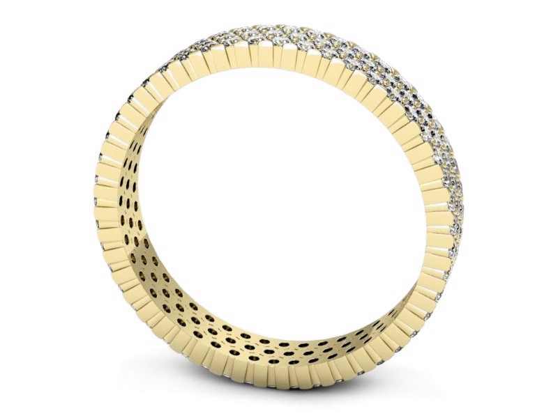 Obrączka z brylantami żółte złoto soczewkowa - p16210z — zdjęcie 3