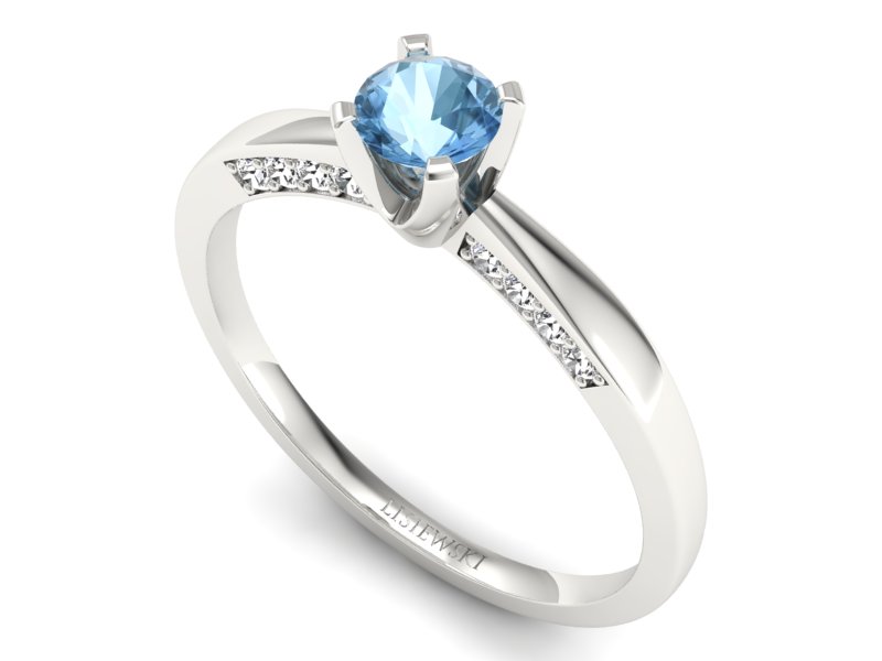 Pierścionek z topazem i brylantami białe złoto - p16211ba — zdjęcie 3