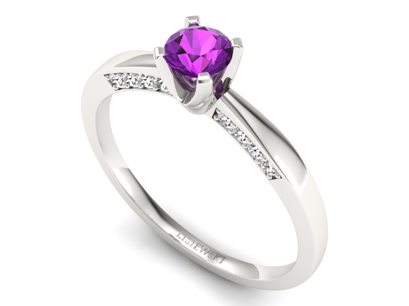 Pierścionek z ametystem i brylantami - p16211bat — zdjęcie 3