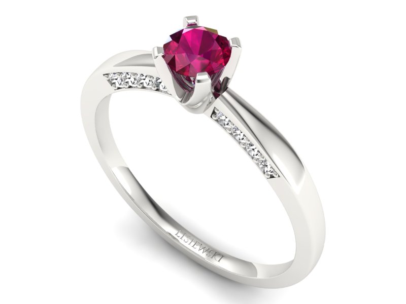 Pierścionek z rubinem i brylantami białe złoto - p16211br — zdjęcie 3