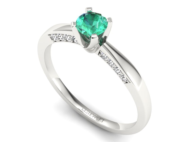 Złoty pierścionek ze szmaragdem z brylantami - p16211bsm — zdjęcie 3