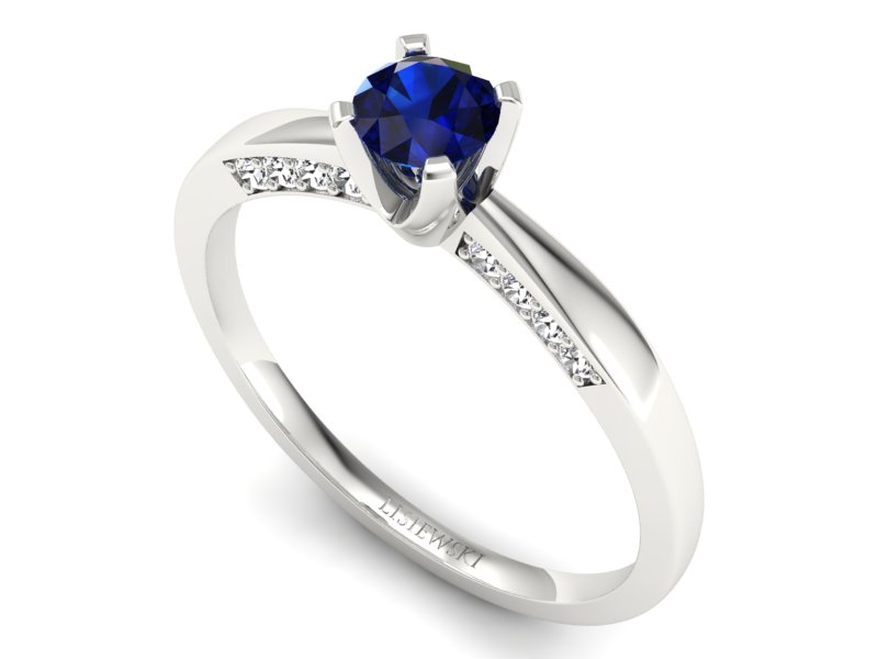 Pierścionek z szafirem i brylantami białe złoto - p16211bsz — zdjęcie 3